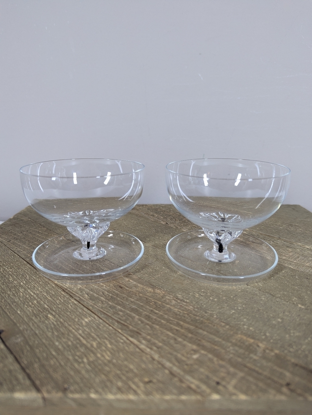 Vintage Belfor Exquisite Crystal Parfait Glasses Black Stem Coupe Dessert Set of